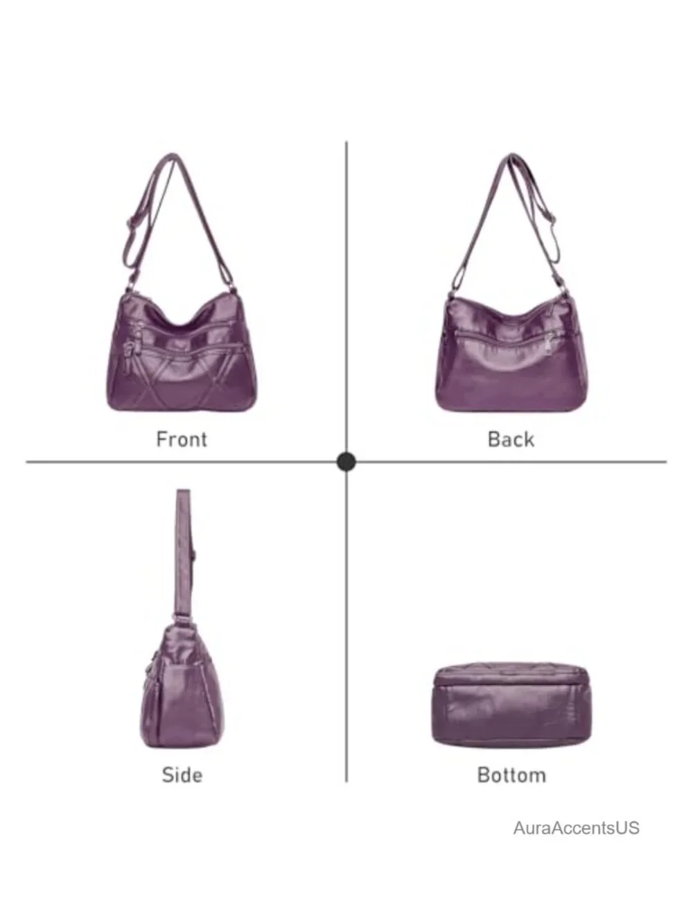 Women's Lightweight PU Leather Crossbody Messenger Bag with Multiple Pockets